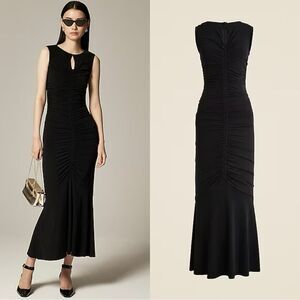 NWT J CREW Ruched center-seam dress in matte jersey in black